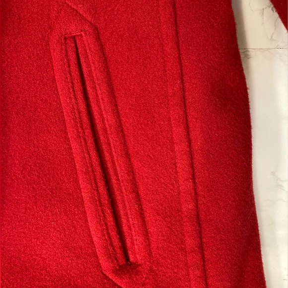 L.L.Bean red double breasted lambs wool winter coat - Picture 6 of 6